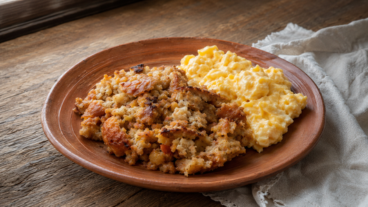 Migas de tomate com ovos mexidos e azeite Galega — prato alentejano tradicional de verão