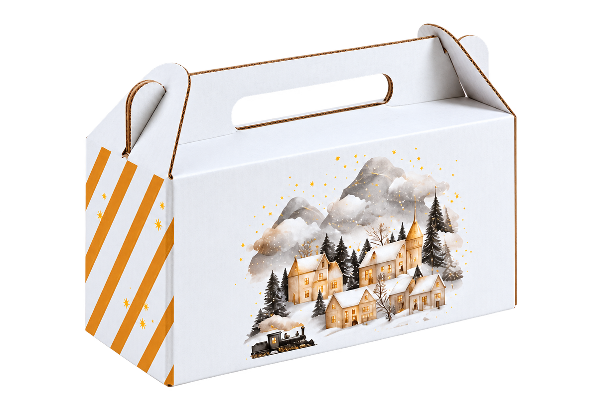Cutie albă pentru carduri și flacoane - Crăciun - 19x6x9 cm