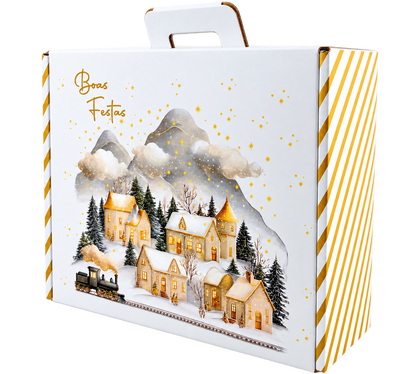 Caixa Cartão Cabaz Branca com Pega - Natal - 38,4×32,5×11,5cm
