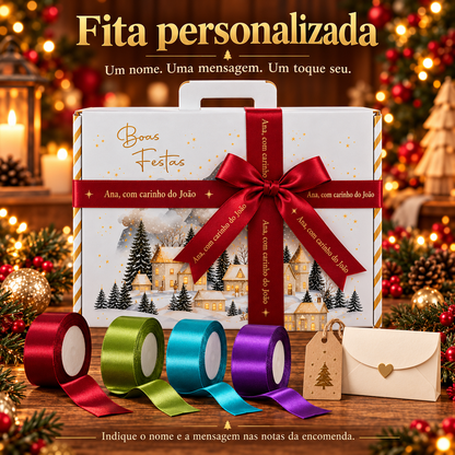Fita personalizada com nome e dedicatória para presentes e cabazes