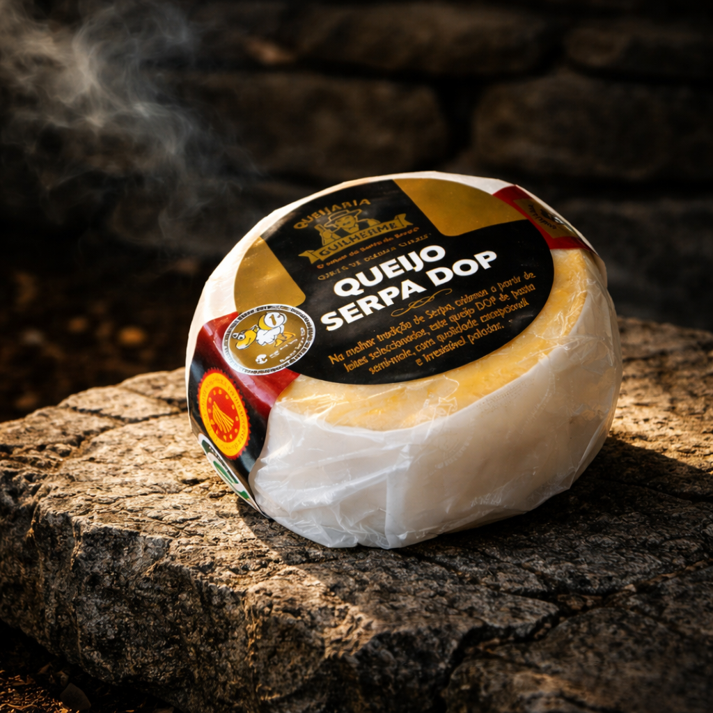 Queijo Serpa DOP Merendeira de 200 g apresentado aberto